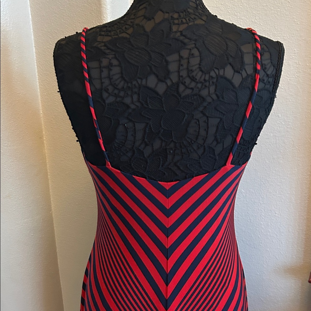 Ralph Lauren Red and Navy Striped Maxi Dress - Picture 7 of 10